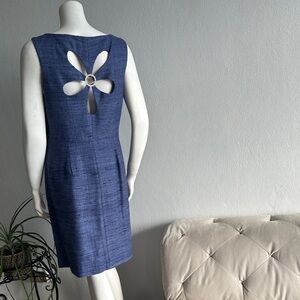 Trina Turk Blue Textured 100% silk Sleeveless Sheath Mini Dress